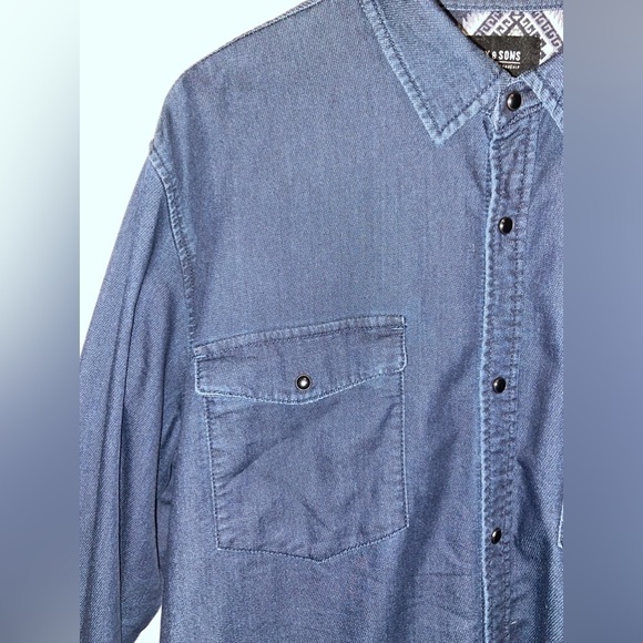 2/30$ Men’s ONLY & SONS dark blue cotton blend stretchy long sleeves shirt Sz XL - Picture 11 of 16
